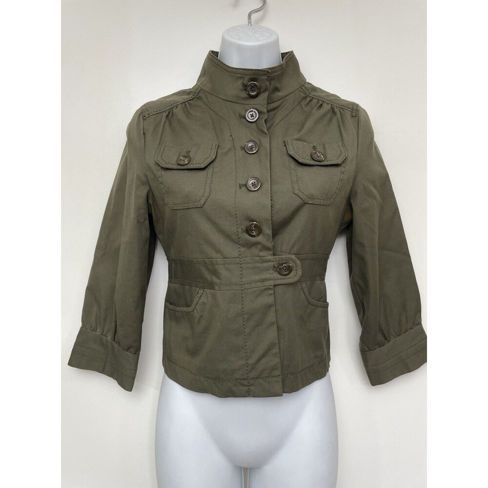 Old Navy Utility Field Jacket Canvas Army Green Pockets Women’s XS B15